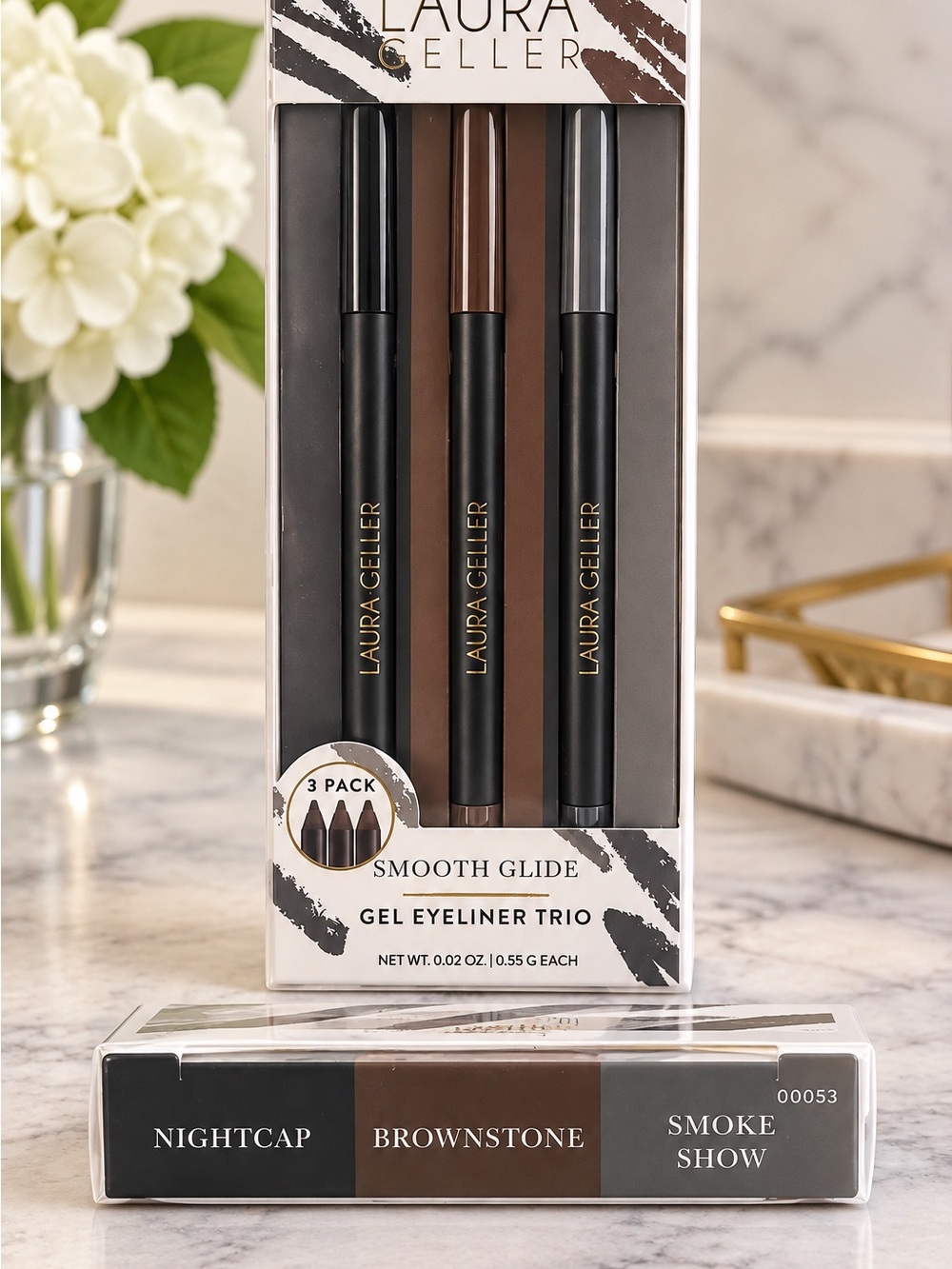 Laura Geller Gel Eyeliner Trio – Black, Brown, Gray